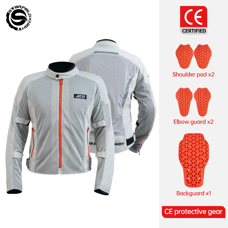 Gearx Motorcycle Jacket - เสื้อแจ็คเก็ตมอเตอร์ไซค์ Star Field Knight สำหรับฤดูใบไม้ผลิและฤดูร้อน ผ้าตาข่ายระบายอากาศ