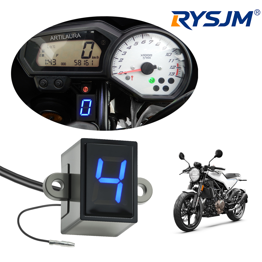 Motorcycle Gear Ratio - จอแสดงผลเกียร์ดิจิตอลสำหรับรถจักรยานยนต์แบบสากล 6 สปีด พร้อมไฟ LED สีฟ้า