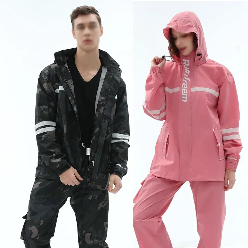 Gearx Motorcycle Jacket - เสื้อกันฝนกางเกงกันฝนสำหรับผู้ใหญ่กันน้ำชุดเสื้อโค้ทกันฝนสะท้อนแสงกลางแจ้งขี่จักรยานรถจักรยานยนต์เดินป่าอุปกรณ์แจ็คเก็ตกันฝน