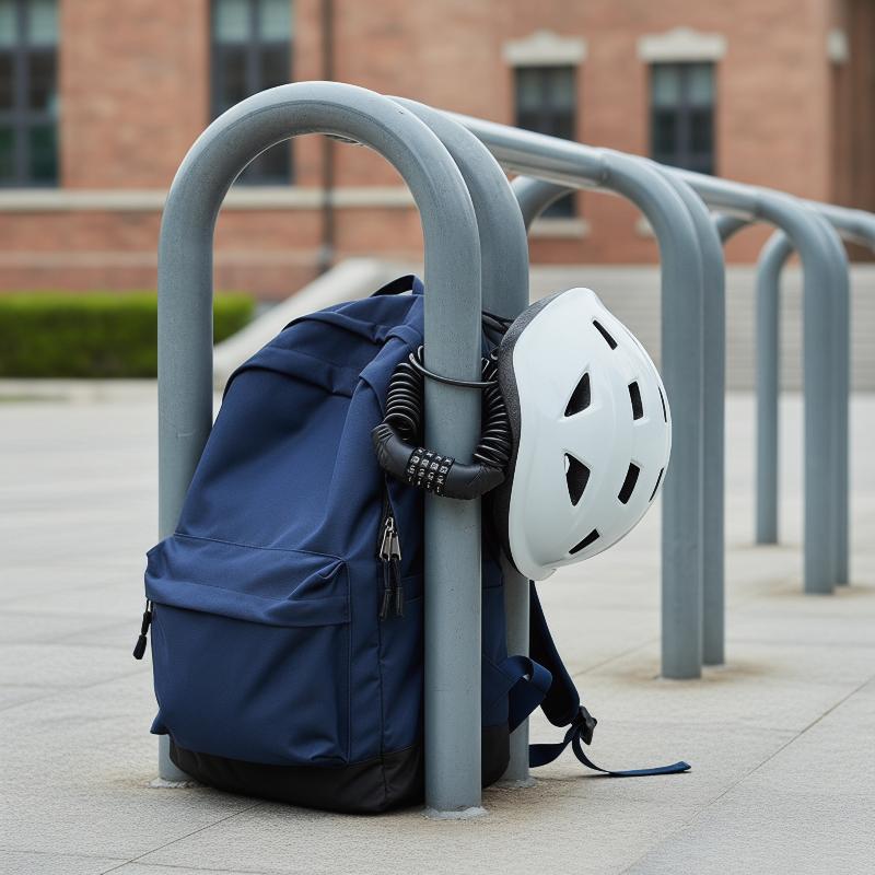 Motorcycle Gear Helmets - ล็อคหมวกกันน็อคมอเตอร์ไซค์สีดำ รหัสผ่าน 4 หลัก สายเคเบิลกันขโมย ทนทาน